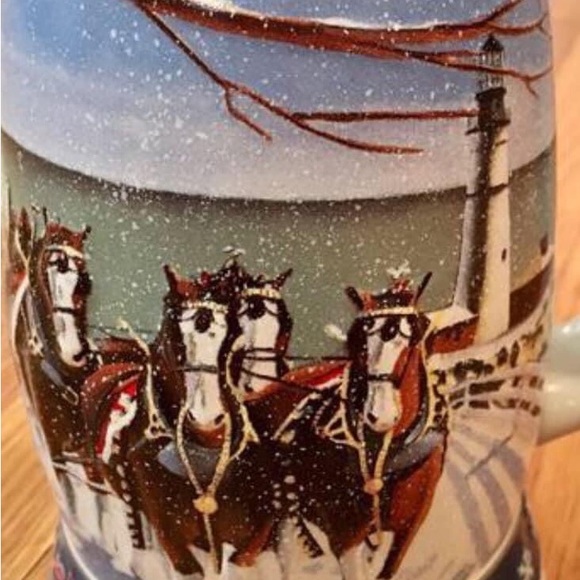 Budweiser VTG 1994 Lighting The Way Christmas Beer Stein Mug Clydesdales Horses - Picture 7 of 10